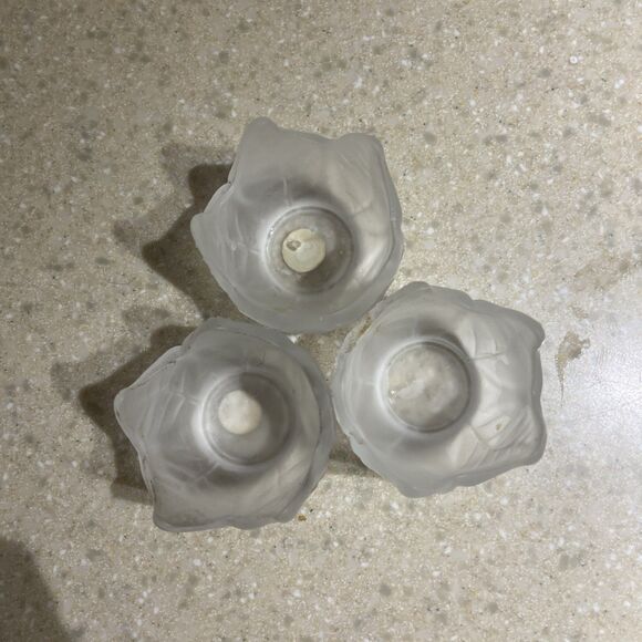 Partylite Retired Frosted Tulip Votive Candleholders Tea Light Set Of 3 - Picture 3 of 6